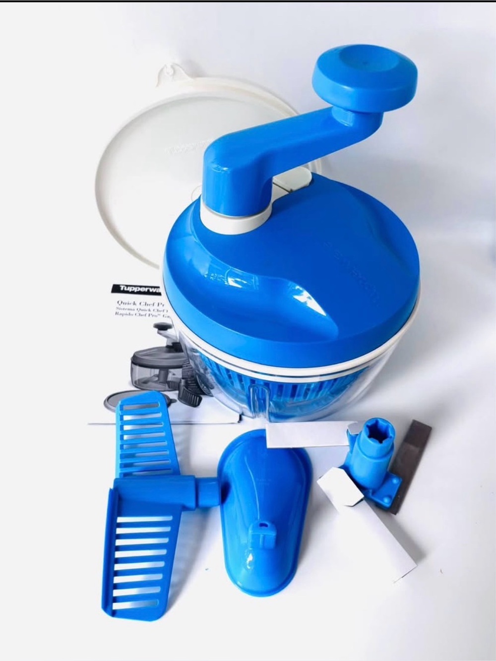 Tupperware Quick Chef Pro, Blue, Manual Food Processor EUC